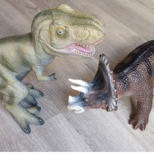 T-Rex and triceratops toy bundle